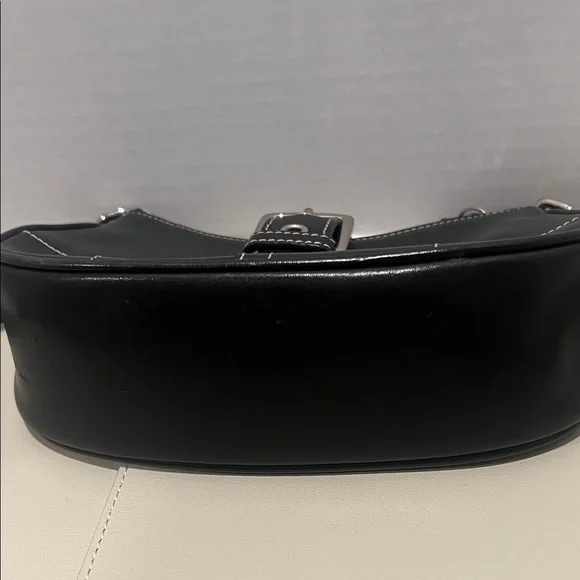 Coach Black Crossbody Bag with Buckle Detail and White Stitching - Picture 6 of 15